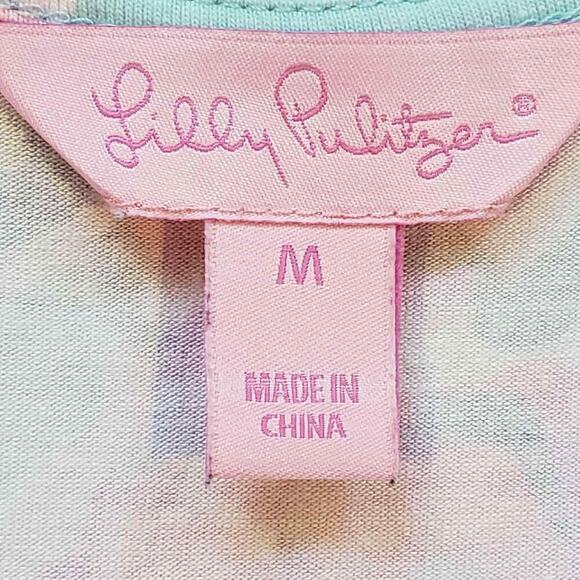 Lilly Pulitzer Womens Emma Dress Serene Blue Big Escapade Pink Paisley Size M - Picture 9 of 13